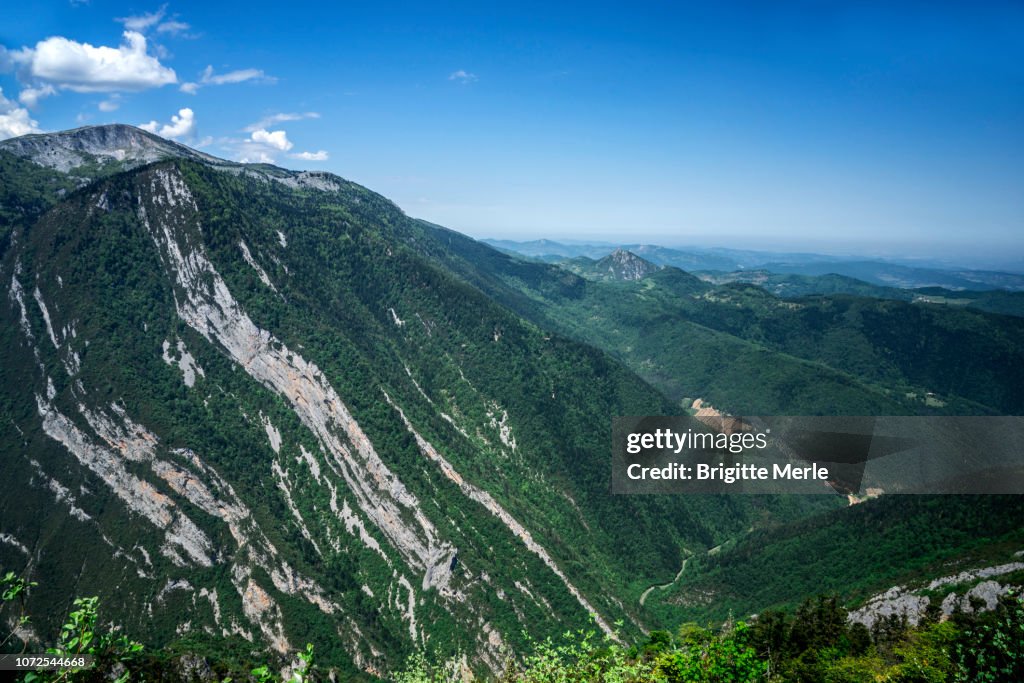 France, Aude, from Pas de l'Ours belvedere, Frau gorges and mountains