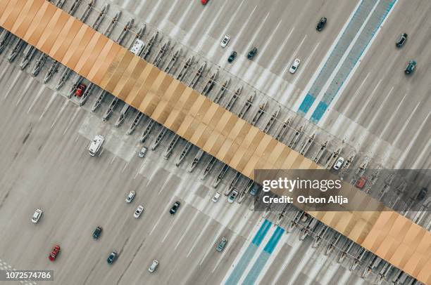 aerial view of toll road - entry car stock pictures, royalty-free photos & images