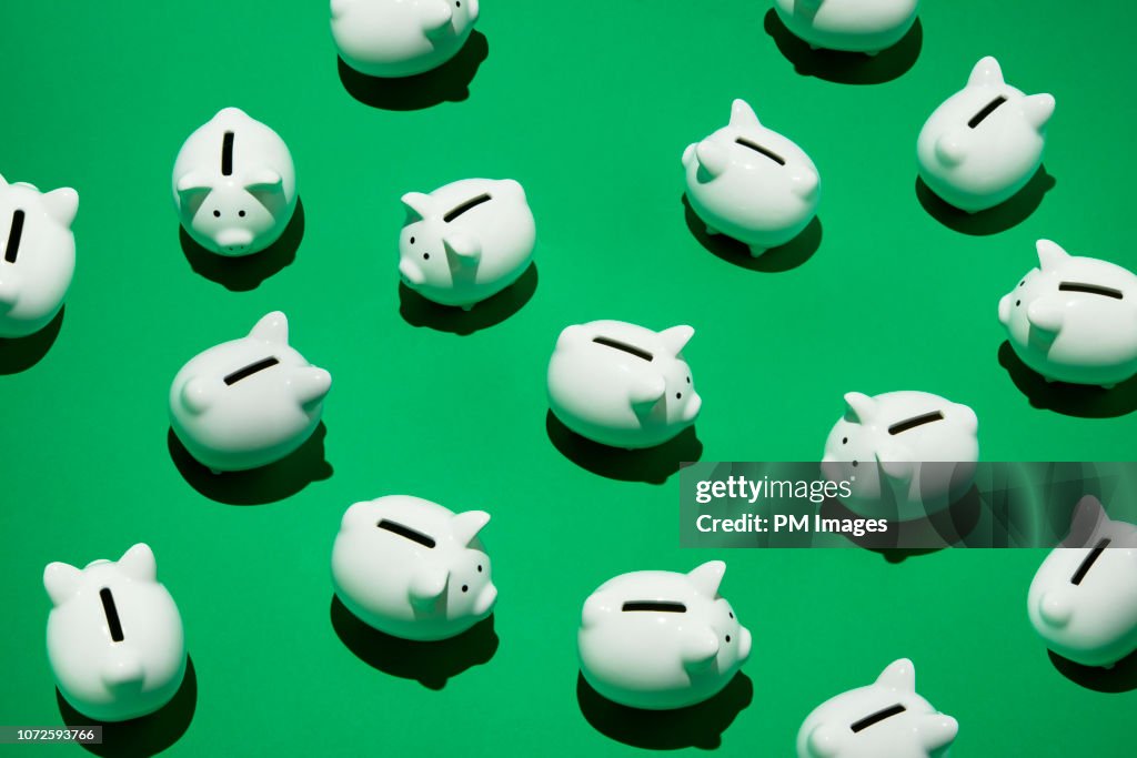 Random little white piggy banks