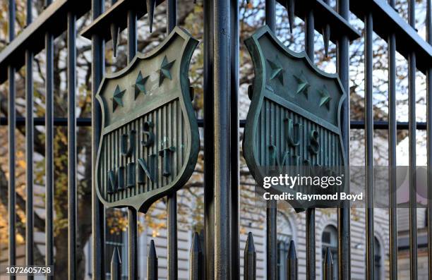 United States Mint signage outside the United States Mint Denver in Denver, Colorado on November 15, 2018.