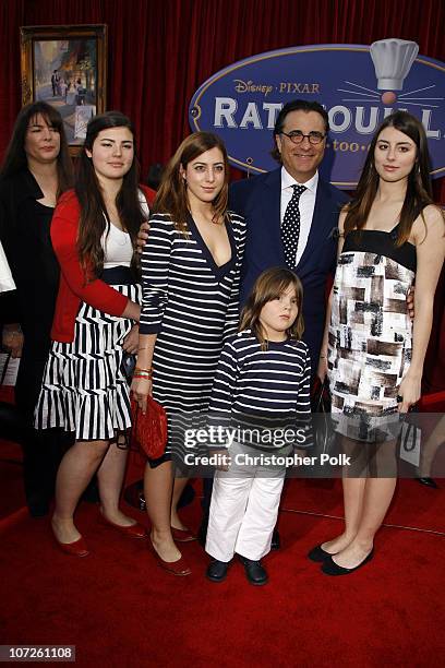 Andy Garcia and his family during "Ratatouille" Los Angeles Premiere - Red Carpet at Kodak Theatre in Hollywood, California, United States.