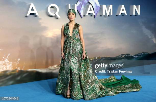Amber Heard attends the "Aquaman" world premiere at Cineworld Leicester Square on November 26, 2018 in London, England.