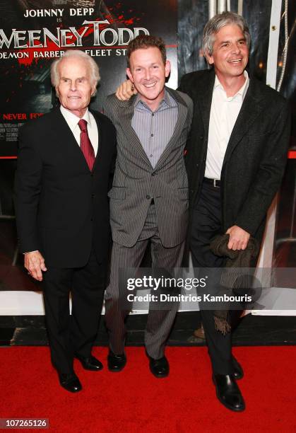 Producer Richard D. Zanuck, producer/screenwriter John Logan and producer Walter Parkes attend the premiere of "Sweeney Todd: The Demon Barber of...