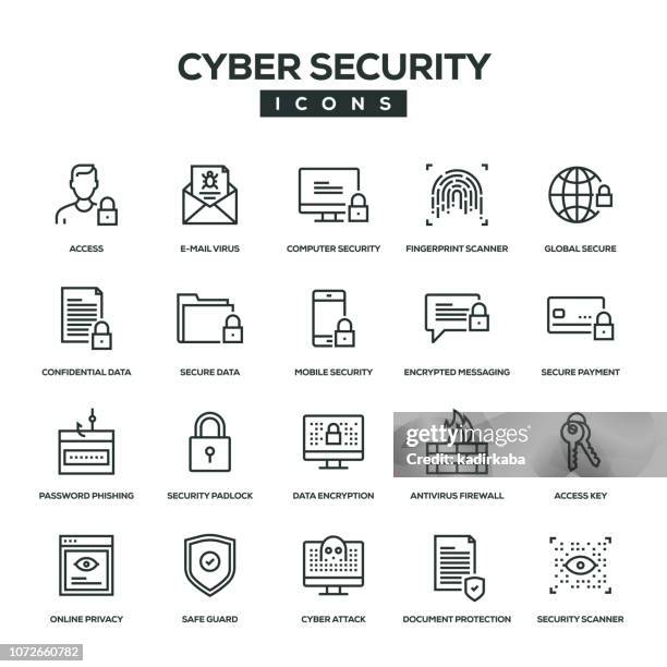 cyber security line icon set - login stock-grafiken, -clipart, -cartoons und -symbole