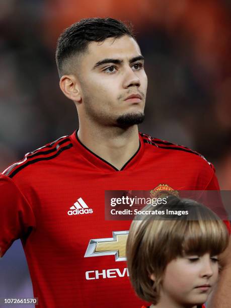 Andreas Pereira of Manchester United during the UEFA Champions League match between Valencia v Manchester United at the Estadio de Mestalla on...
