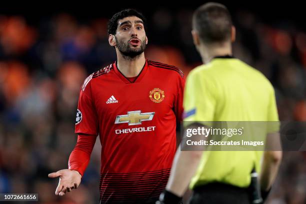 Marouane Fellaini of Manchester United during the UEFA Champions League match between Valencia v Manchester United at the Estadio de Mestalla on...