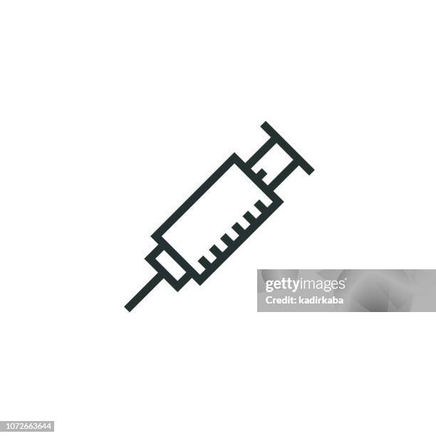 syringe line icon - plastic injection stock illustrations