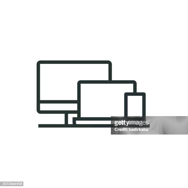 responsive design line icon - screen partition stock illustrations