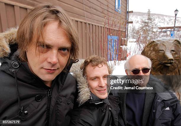 Maciek Szczerbowski, Chris Lewis and guest poses for a portrait at the premiere of "Sleepwalking" at the Eccles Theatre during 2008 Sundance Film...