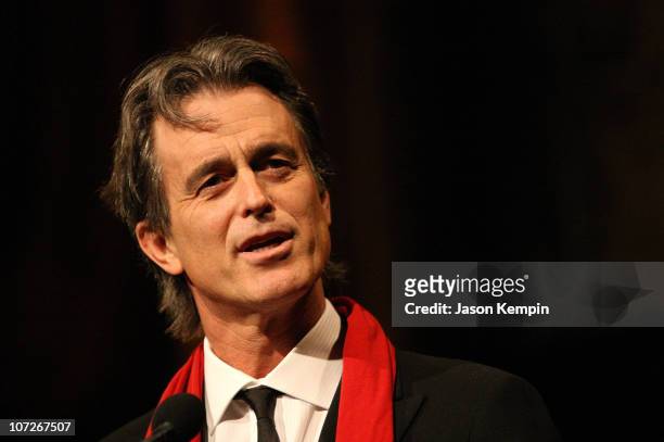 Honoree Bobby Shriver on stage during amfAR's 2008 New York Gala at Cipriani, 42nd Street on January 31, 2008 in New York City.