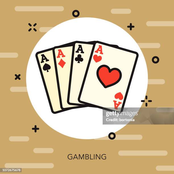 gambling thin line western icon - beige suit stock illustrations