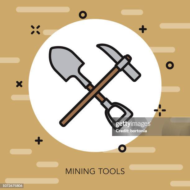 mining thin line western icon - mining pick stock illustrations