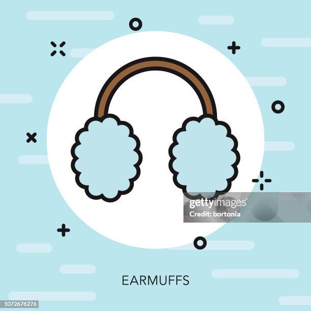 earmuffs thin line winter icon - earmuff stock illustrations