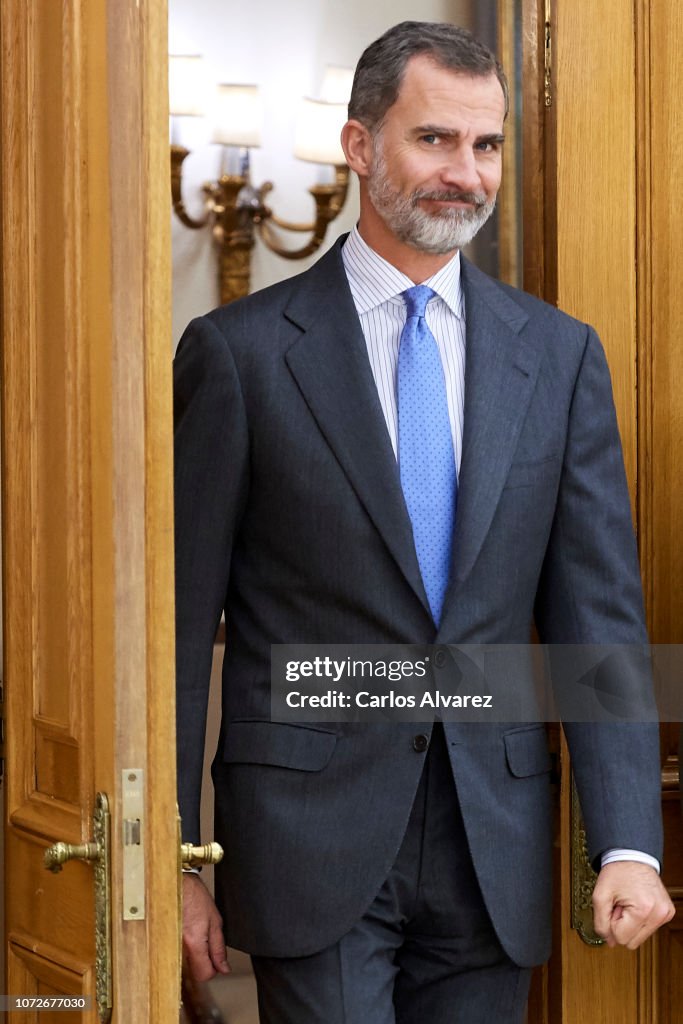 King Felipe of Spain Attend Audiences At Zarzuela Palace
