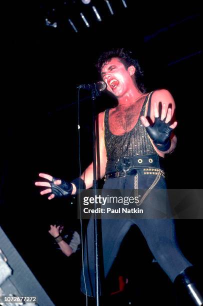 Singer Geoff Tate of Queensryche performs at the Milwaukee Arena in Milwaukee, Wisconsin, December 30, 1984.