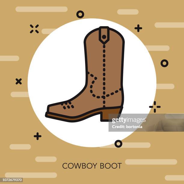 bildbanksillustrationer, clip art samt tecknat material och ikoner med cowboystövel tunn linje västra ikonen - cowboystövlar