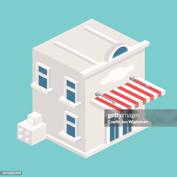 isometric building / house - sidewalk above stock illustrations