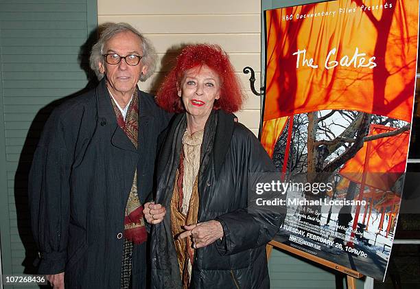 Artists Christo and Jeanne-Claude attend the HBO Documentary Films screening of "The Gates" at Gracie Mansion in New York City on February 12, 2008.
