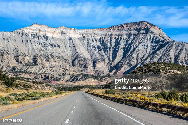 driving east in western colorado - mesa county colorado stock pictures, royalty-free photos & images