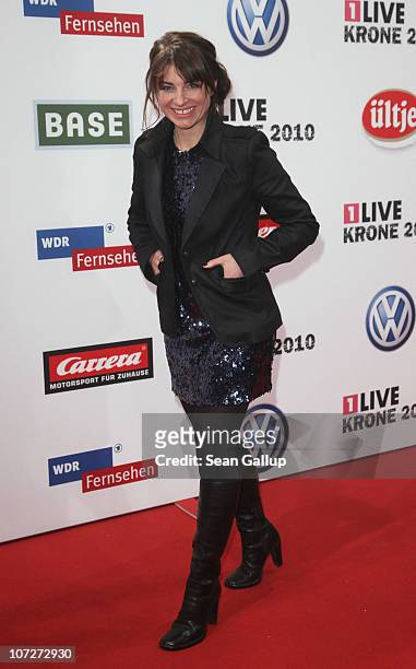 Radio presenter Sabine Heinrich attends the '1Live Krone' Music Awards at the Jahrhunderthalle on December 2, 2010 in Bochum, Germany.