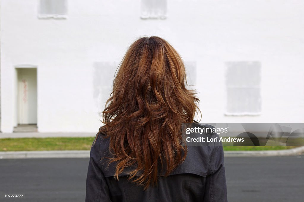Woman with tussled long hair