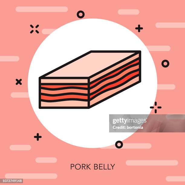 pork belly thin line meat icon - pork belly stock illustrations