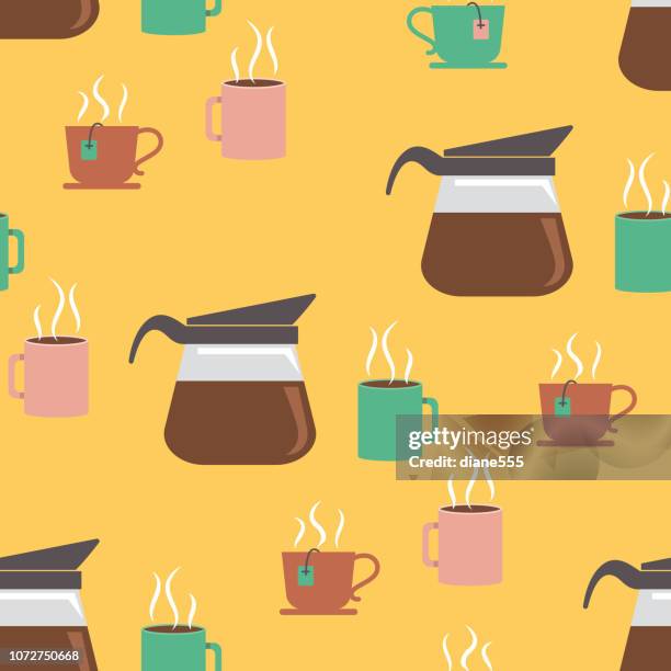seamless pattern - coffee tea and cups - sample cup stock illustrations
