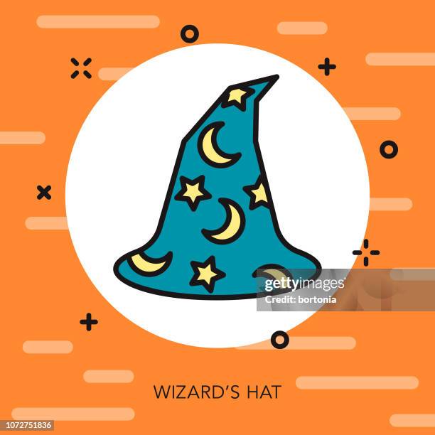 wizard's hat thin line halloween icon - wizard magic stock illustrations