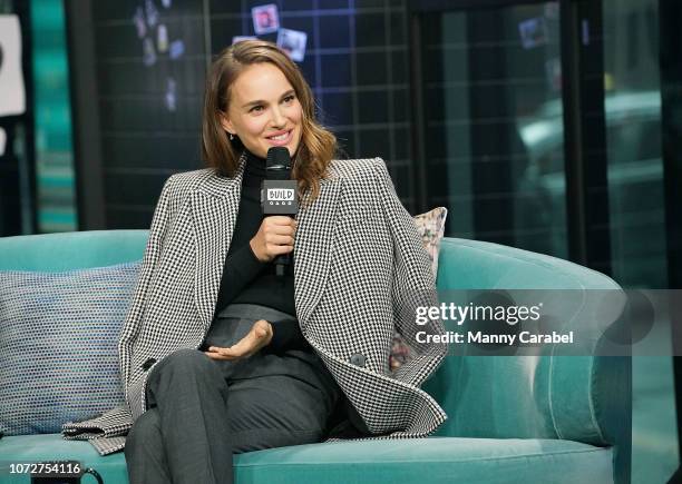 Actress Natalie Portman visits Build Series to discuss her new film 'Vox Lux' at Build Studio on December 13, 2018 in New York City.