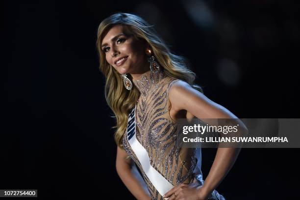 Angela Ponce of Spain competes in the evening gown competition during the 2018 Miss Universe pageant in Bangkok on December 13, 2018.