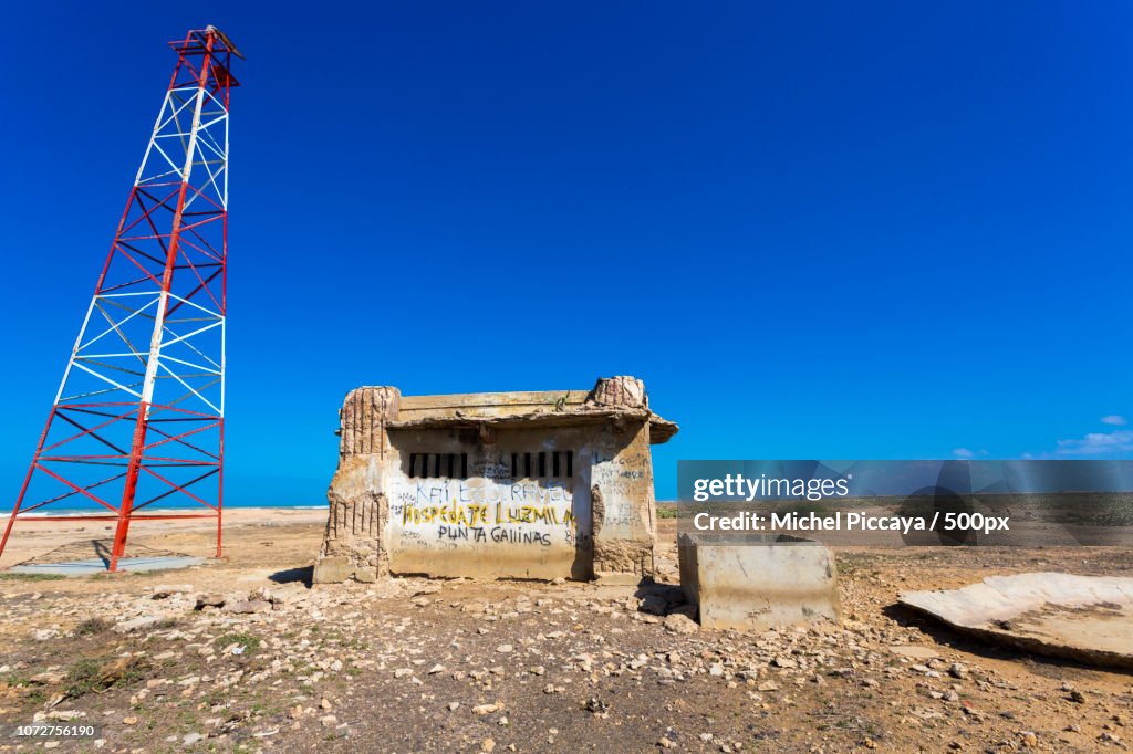 Light house and blue sky in Punta Gallinas