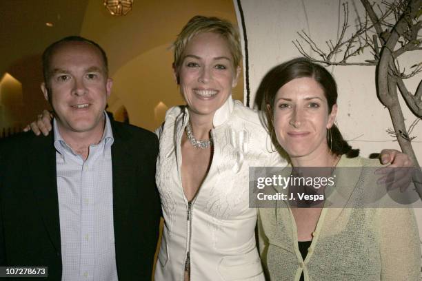 Cassian Elwes, Sharon Stone and Rena Ronson during 2004 Cannes Film Festival - Palisades Pictures and Movieline Hollywood Life Party at Private...