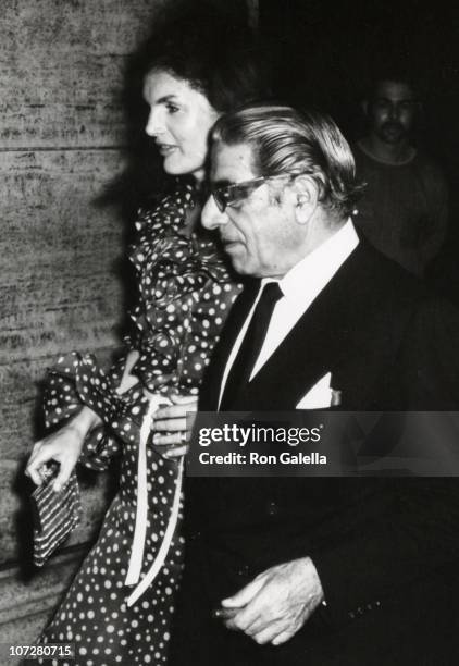 Jackie Kennedy Onassis and Aristotle Onassis during Jackie Onassis & Ari Onassis Walking Along 5th Ave. After Dining At La Cote Basque - October 7,...