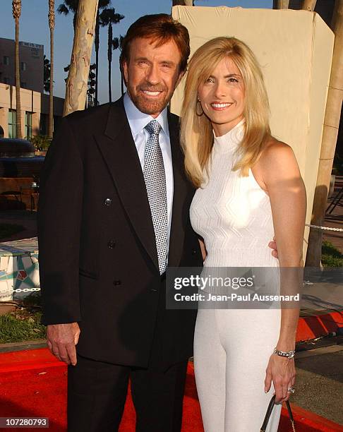 Chuck Norris and wife Gena during The Academy of Television Arts & Sciences 2004 Hall of Fame Induction Ceremony - Arrivals at ATAS Leonard H....