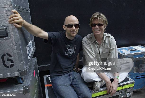 Moby and David Bowie during Area:2 Festival at Jones Beach Theater on Long Island, NY - Backstage at Jones Beach Theater in Wantagh, New York, United...