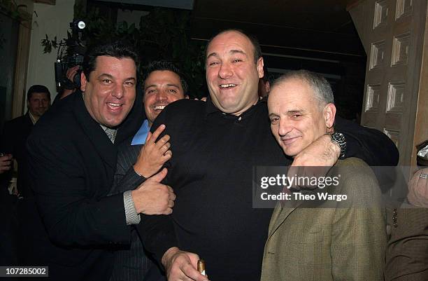 Steve Schirripa, Richard Botto, Razor Magazine publisher, James Gandolfini and David Chase, "The Sopranos" creator/executive producer