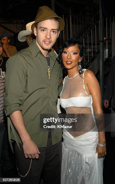 Justin Timberlake and Christina Aguilera during MTV Europe Music Awards 2003 - Arrivals at Ocean Terminal Arena in Edinburgh, United Kingdom.