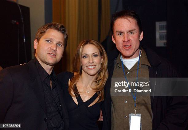 Chris Parr CMT, Sheryl Crow and Brian Philips CMT during Johnny Cash Memorial Tribute: A Celebration of Friends and Family - Backstage at The Ryman...