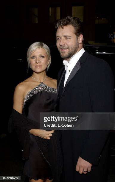 Danielle Spencer and Russell Crowe during "Master & Commander: The Far Side of the World" Los Angeles Premiere - Red Carpet at Samuel Goldwyn Theater...