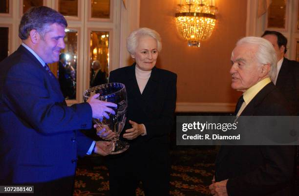 Phillip Kent, CEO Turner Broadcasting System; Jack Valenti, Chairman and Chief Executive Officer Motion Picture Association; and Jean Picker...