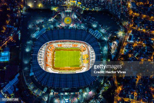 Aerial view of Azteca stadium prior the final first leg match between America and Cruz Azul as part of the Torneo Apertura 2018 Liga MX at Azteca...