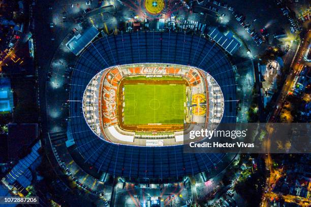 Aerial view of Azteca stadium prior the final first leg match between America and Cruz Azul as part of the Torneo Apertura 2018 Liga MX at Azteca...