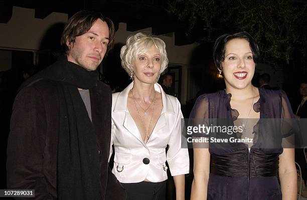 Keanu Reeves, Mom & Sister during Women's Wear Daily The Ultimate Fashion Authority and Diamond Information Center Host "Dazzling With Color and...