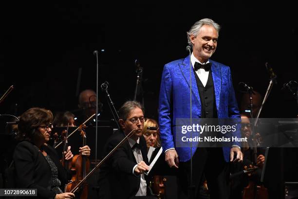 Italian singer-songwriter Andrea Bocelli in Concert at Madison Square Garden on December 13, 2018 in New York City.