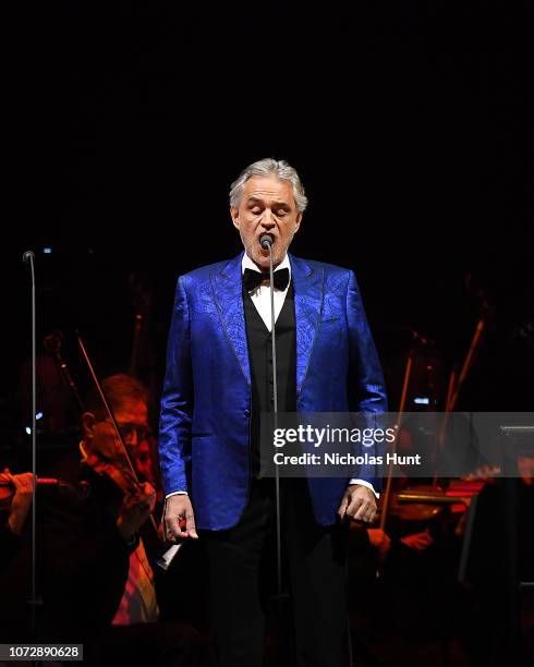 Italian singer-songwriter Andrea Bocelli in Concert at Madison Square Garden on December 13, 2018 in New York City.