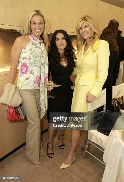 Jamie Tisch, Salma Hayek, and Irena Medavoy during Martin Katz Luncheon Benefiting American Cinematheque Hosted by Martin Katz and Irenna Medavoy at...