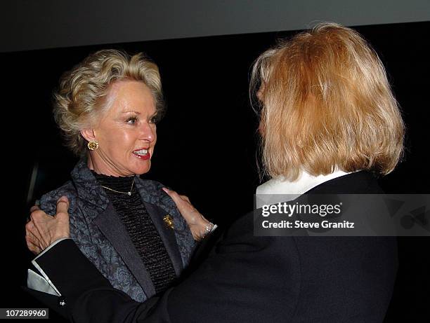 Tippi Hedrin and Kim Novak during Kim Novak Appears at "Vertigo" Screening at The Egyptian Theatre in Hollywood, CA, United States.