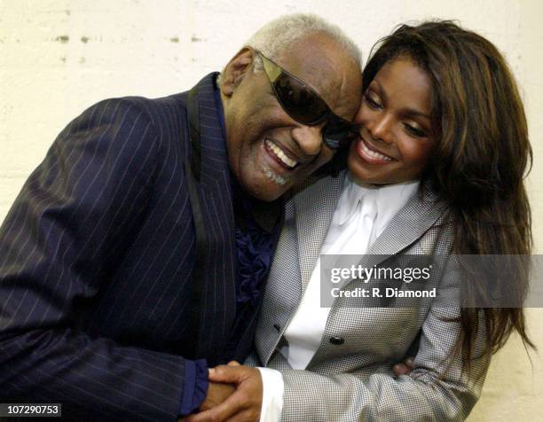 Ray Charles and Janet Jackson during 2002 Atlanta Heroes Awards Presented by The Atlanta Chapter of the Recording Academy at The Westin Peachtree...