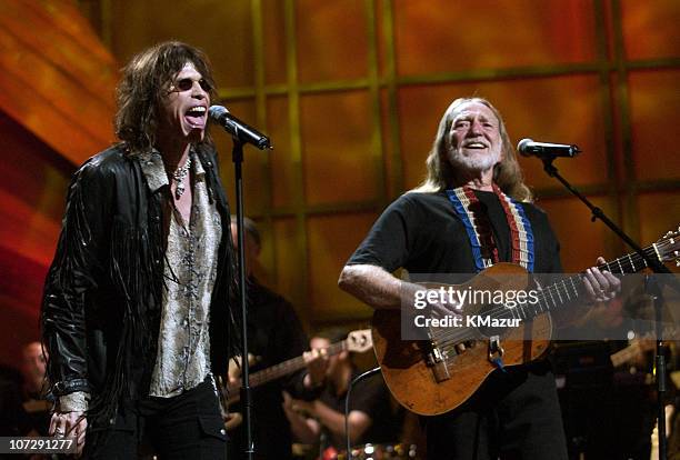 Steven Tyler and Willie Nelson during "Willie Nelson and Friends: Live and Kickin'" Premieres on USA Network May 26, 2003 - Show at Beacon Theatre in...