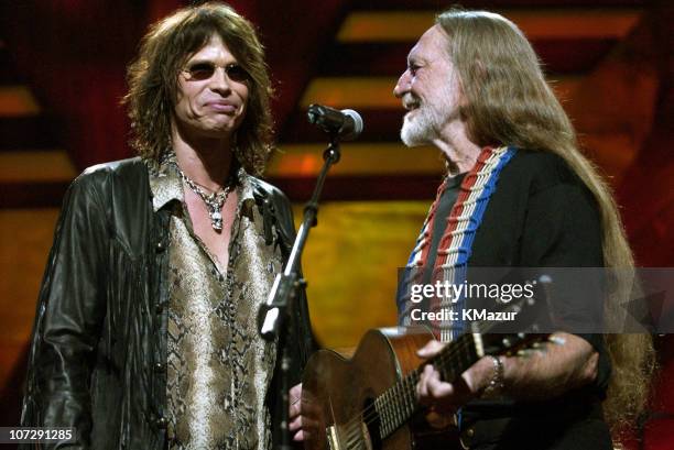 Steven Tyler and Willie Nelson during "Willie Nelson and Friends: Live and Kickin'" Premieres on USA Network May 26, 2003 - Show at Beacon Theatre in...